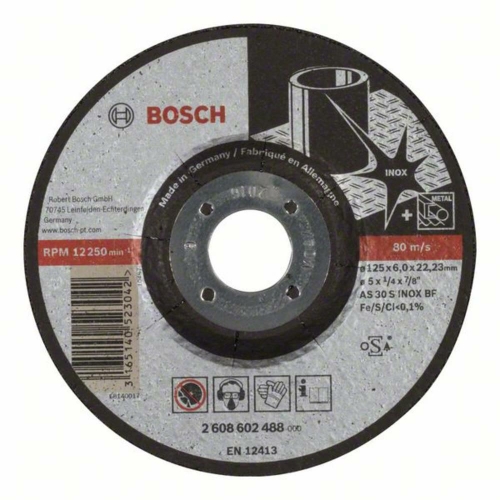 B.Tarcza ścierna INOX 125x6x22 wygięta Expert, pakowane po 10szt.