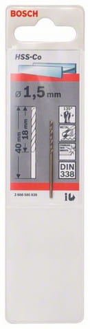 Wiertło metal Bosch HSS-Co 1,5x18x40