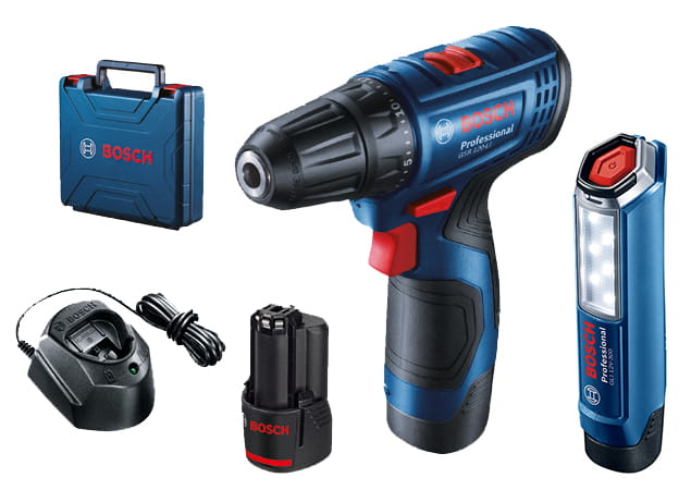 Zestaw Combo z wiertarką-wkrętarką GSR 120-Li i lampą roboczą GLI 12V-300
